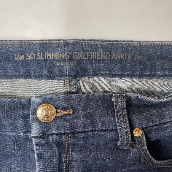 Chicos Jeans Womens 0 Small 4 Blue So Slimming Girlfriend Ankle Raw Hem Stretch - Picture 9 of 13